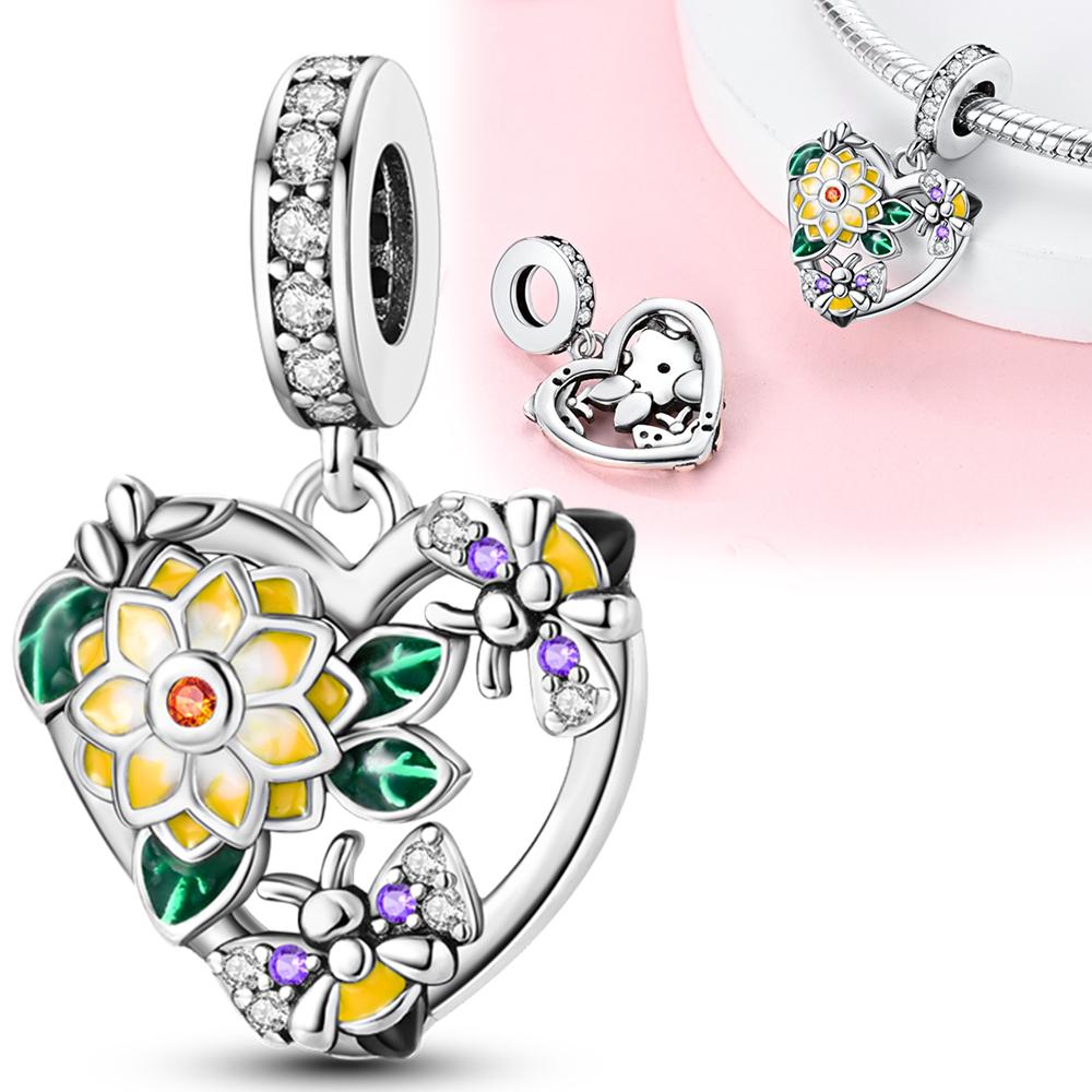 Creative Copper Metal Colorful Cute Bee Charm Bead Component Compatible With Bracelet High Quality Fine Jewelry Women's Outing Trendy Fashion High