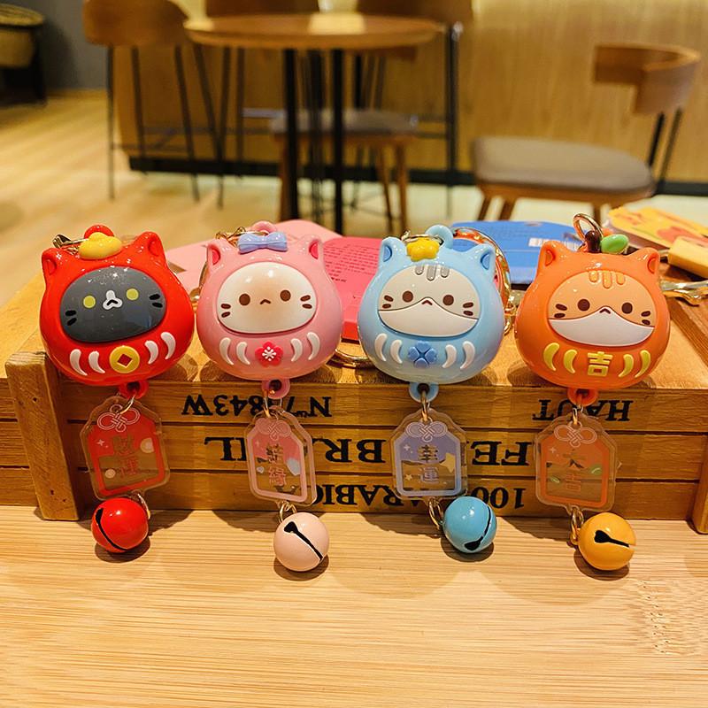 Unique Alloy Pvc Coco Cat Daruma Keychain Fun Cartoon Design Perfect For Gifts