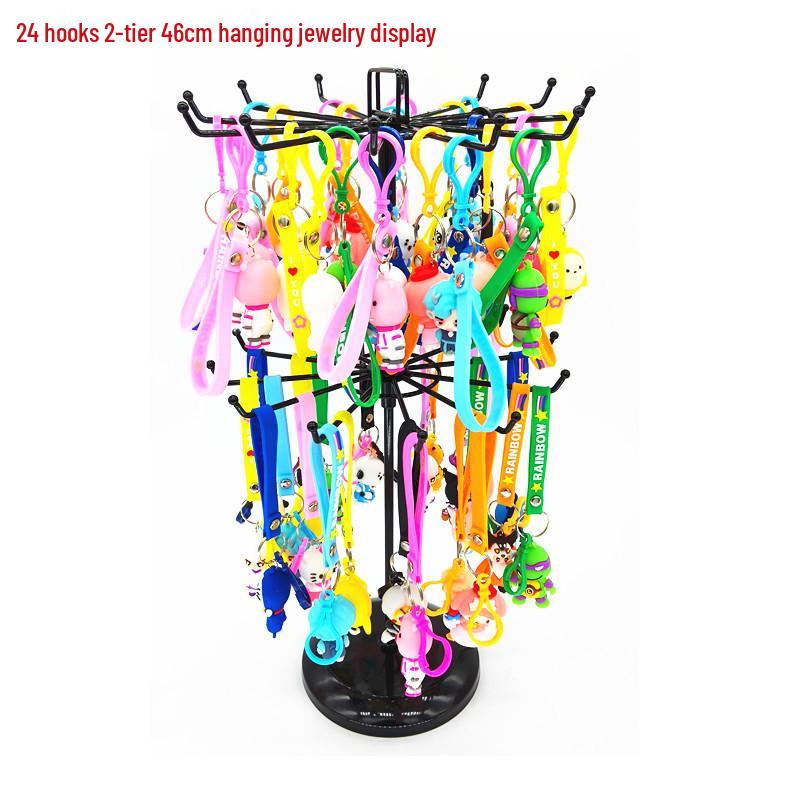 Rotating Desktop Jewelry Display Rack with Free Shipping - Keychain, Bracelet, Mobile Pendant Storage.