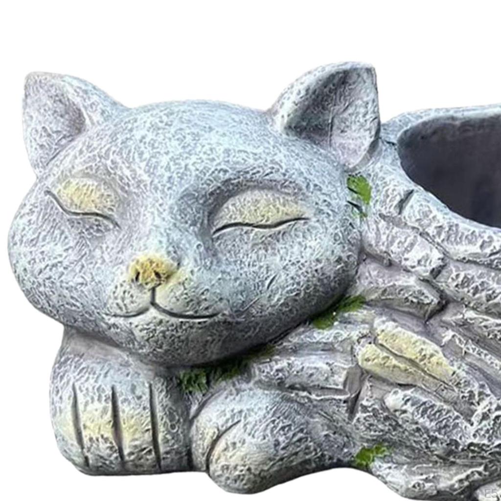 Doniczka na balkon Śpiący Kot Doniczka Dekoracja Ogrodu Biurko Dzieło Sztuki Ornament Zewnętrzny dla