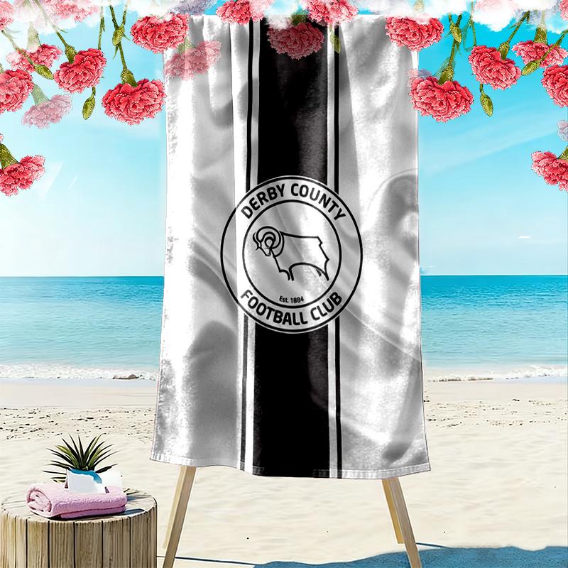 Derby County Football Club Print Beach Towel, Large Soft Quick Dry Towel for Beach Camping Swimming