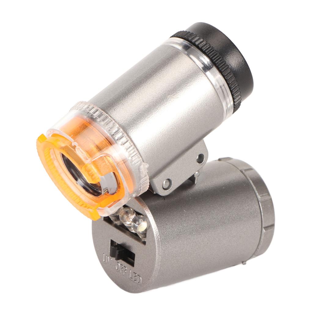 60X Mini Pocket Microscope Magnifier with LED Light Adjustable Portable Magnifying Glass UV Currency Detector for