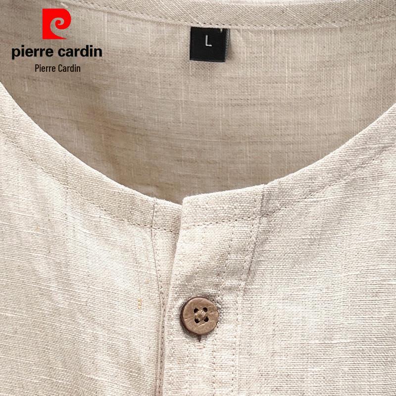 Pierre Cardin Men's 100% Linen Round Neck Short Sleeve T-Shirt