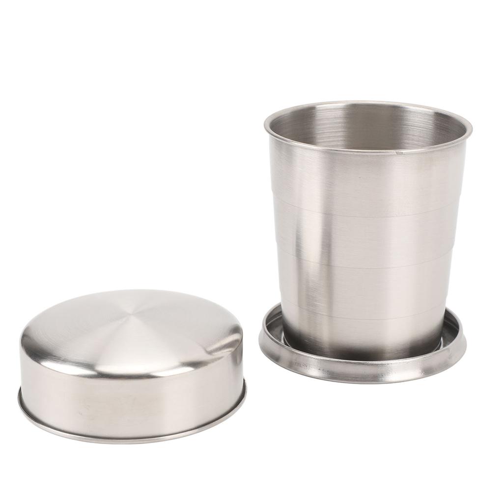 Stainless Steel Collapsible Cup Outdoor Travel Camping Portable Folding Cup with Keychain for Picnic Hiking 250ML