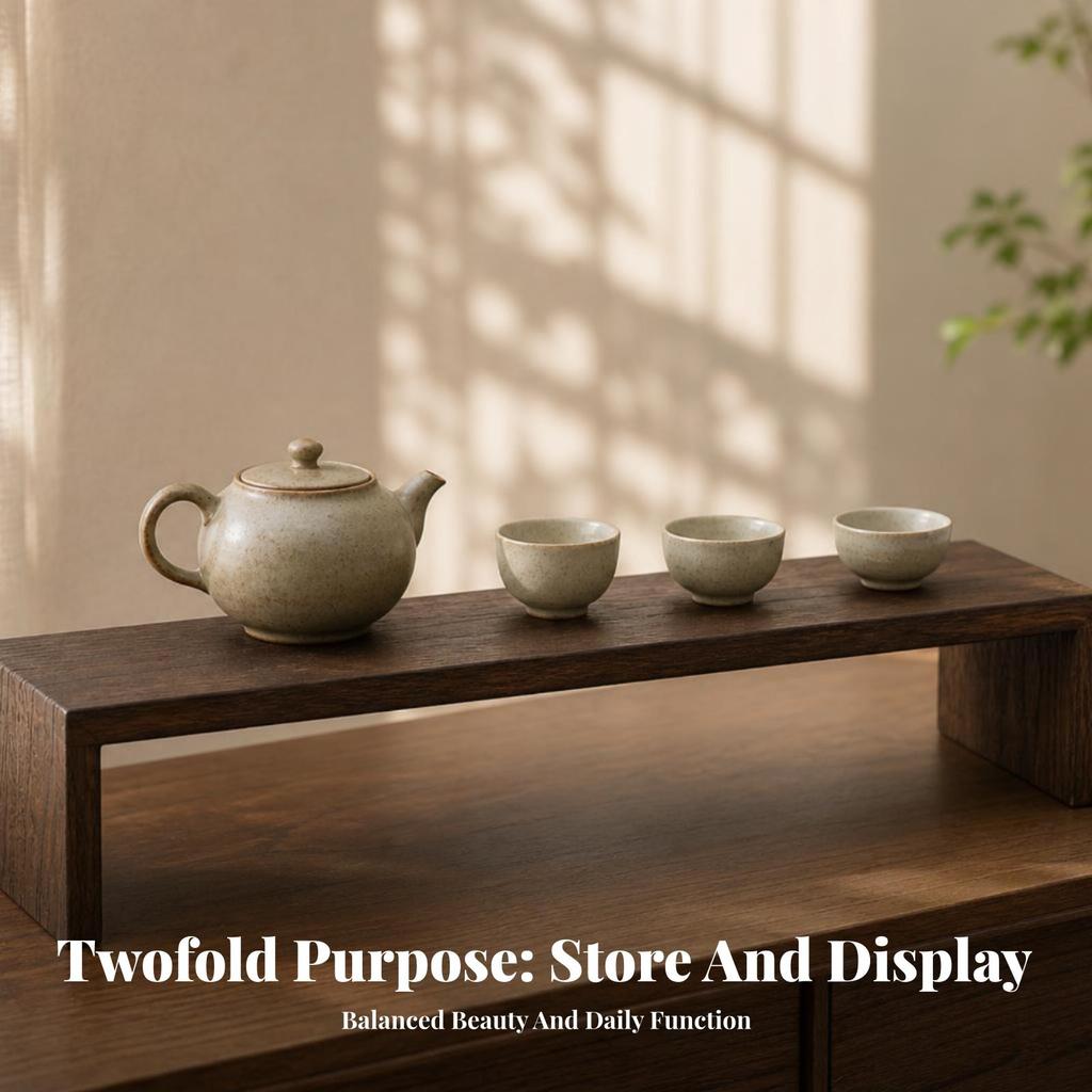 Wooden Tea Cup Holder, Wood Desktop Organizer, Teapot Display Stand, Kung Fu Tea Set Shelf Rack