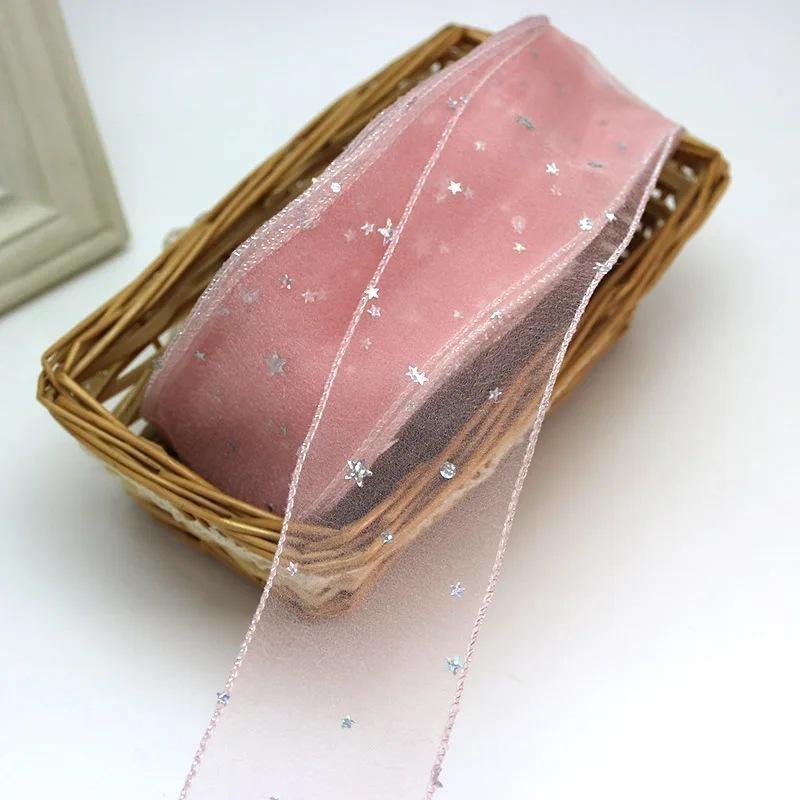 10 yards Rotolo di nastro di organza di colore pieno con bordo ondulato a coda di pesce per bouquet di fiori, regali, confezioni, decorazioni per feste di nozze
