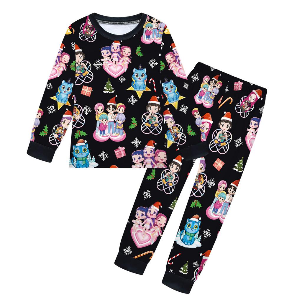 

Дитячий Дівчачий K-POP Румі Зої Міра З Принтом Повсякденний З Довгим Рукавом Футболка Штани Штани Набір Одягу 160cm