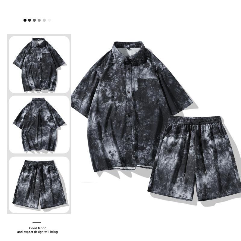 Men's Short-sleeved Shirt Sportswear Set Casual Versatile Beach Two-piece Suit