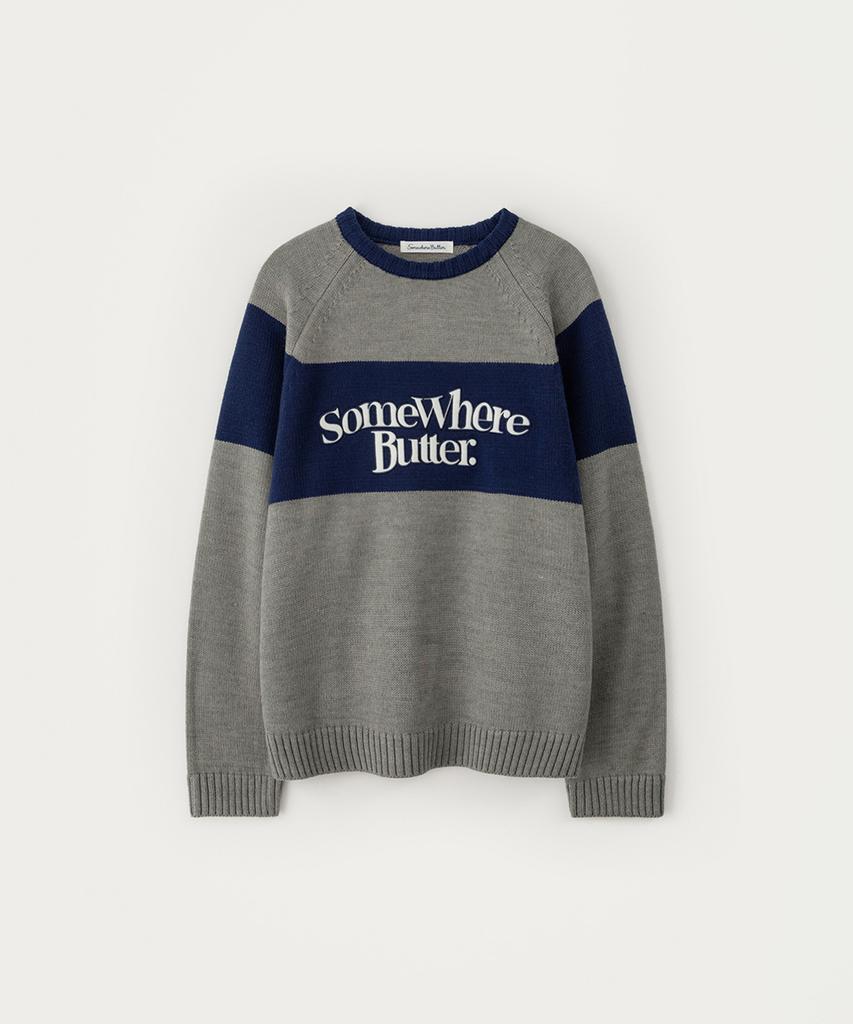 Sseomweeobeoteo Casual Wave Logo Knit - Gray