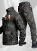 Men's Camouflage Workwear Set: Elastic, Anti-Scald, Wear-Resistant for Spring/Autumn - Ideal for Auto Repair & Welding.