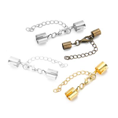 10 stuks/lot ronde koperen leren koordclips met karabijnsluiting, geschikt voor leren koordconnectoren voor het maken van doe-het-zelf sieraden.
