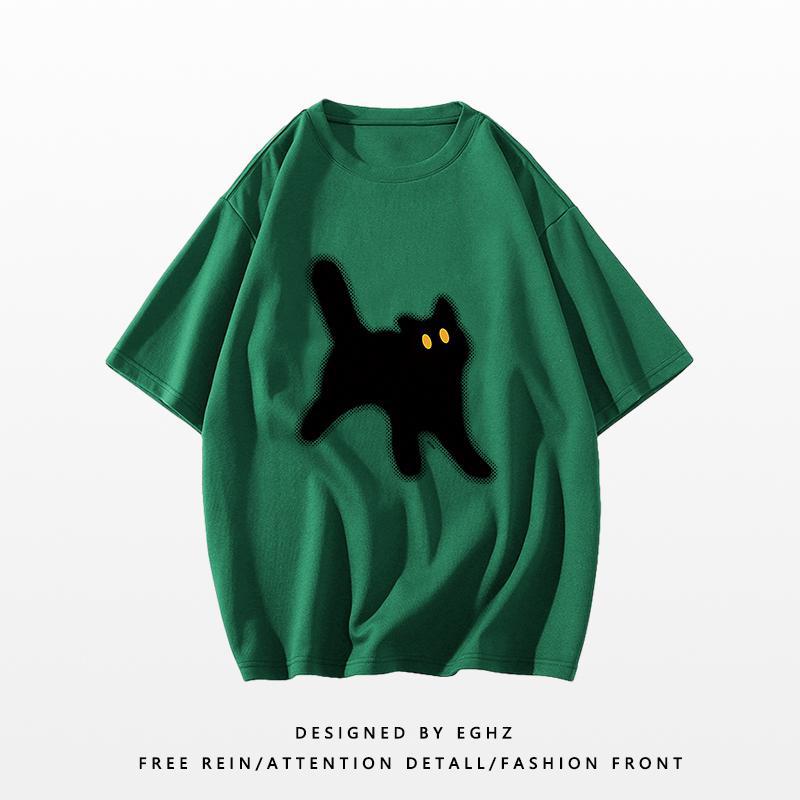 Kurzärmeliges Damen-T-Shirt Locker Lässig Dopamin Reine Baumwolle Rundhals Oberteil T-Shirts Damen