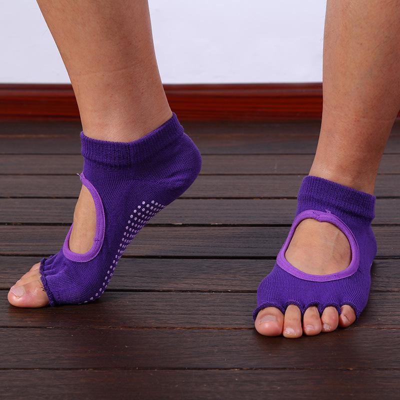 Women's Non-Slip Half-Toe Yoga Socks, Open Heel, Five-Finger, Breathable Fitness Socks for Spring/Summer Pilates