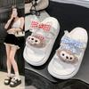 Fashion Muffin Thick-bottomed Cartoon Decorative One-word Slippers Summer and Autumn Non-slip Outer Wear Comfortable Slippers