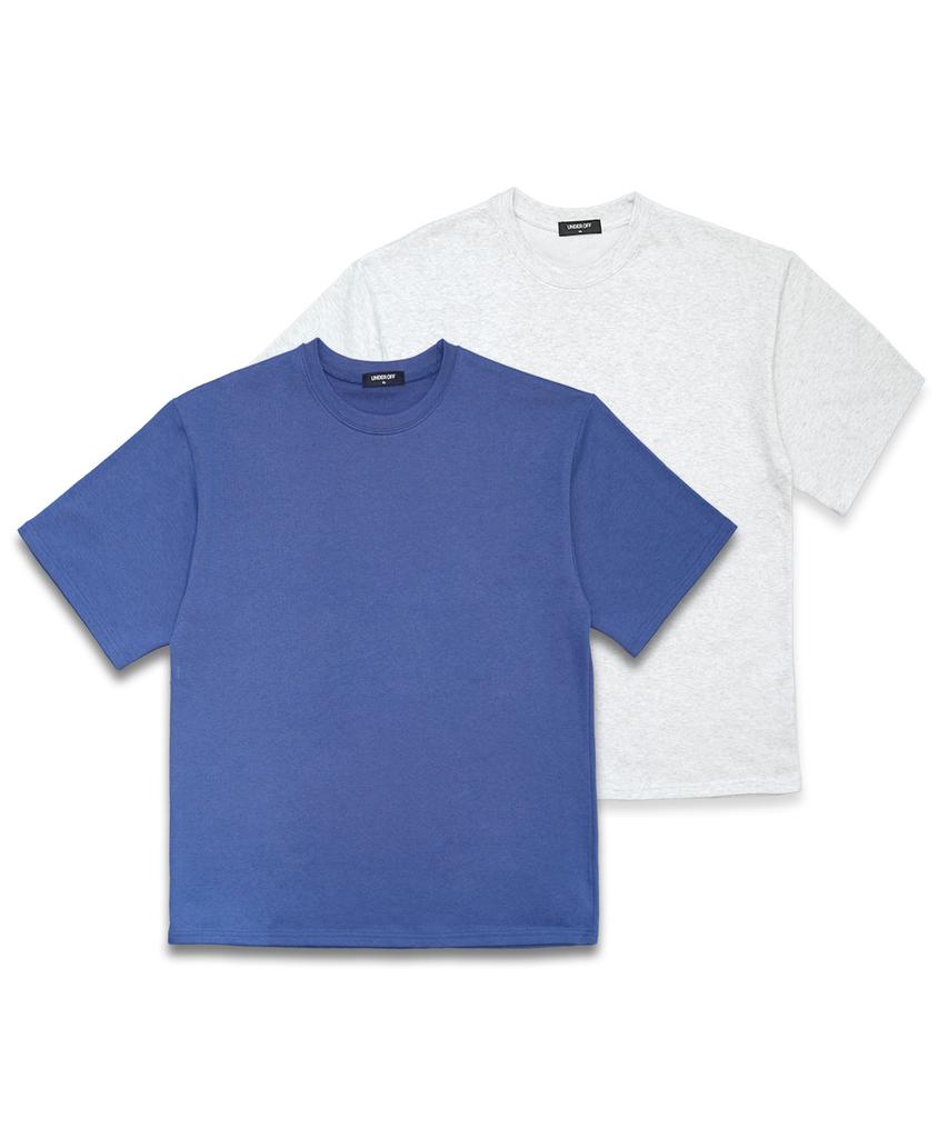 UNDEROFF Oversized Crew Neck Plain Short Sleeve T-Shirt Deep Blue