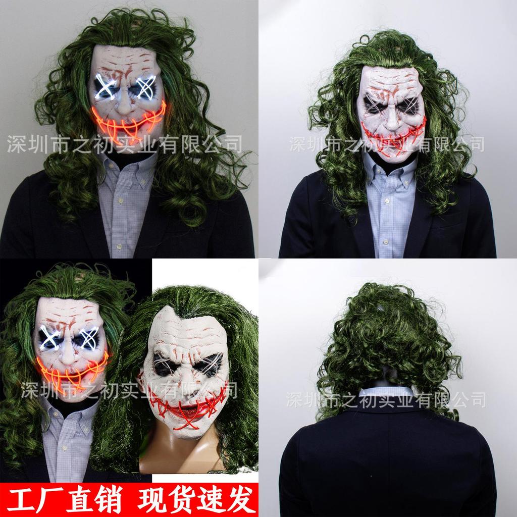 Dark Knight Batman Joker Latex Mask Wig Halloween Horror Prop