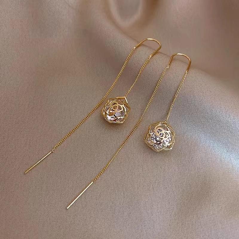 

Luxury Shiny Zircon Ball Flower Pendant Long Earline For 2026 Women s or Girl‘s Fashion Jewelry Unusual Earring Ear Accessories
