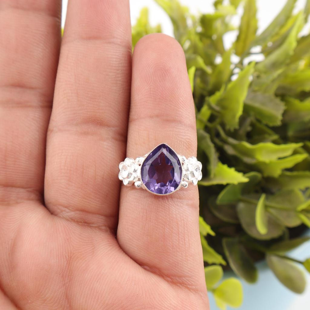 Iolite Ring, Handmade Gemstone Ring, 925 Solid Sterling Silver Ring Antique Jewelry, For Engagement Gift