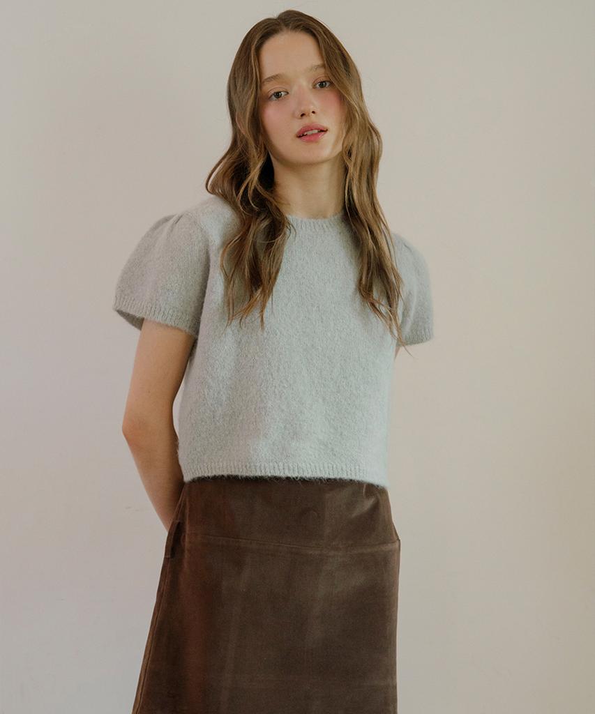 LETTERA Alpaca Hairy Puff Sleeves Knit_3Color