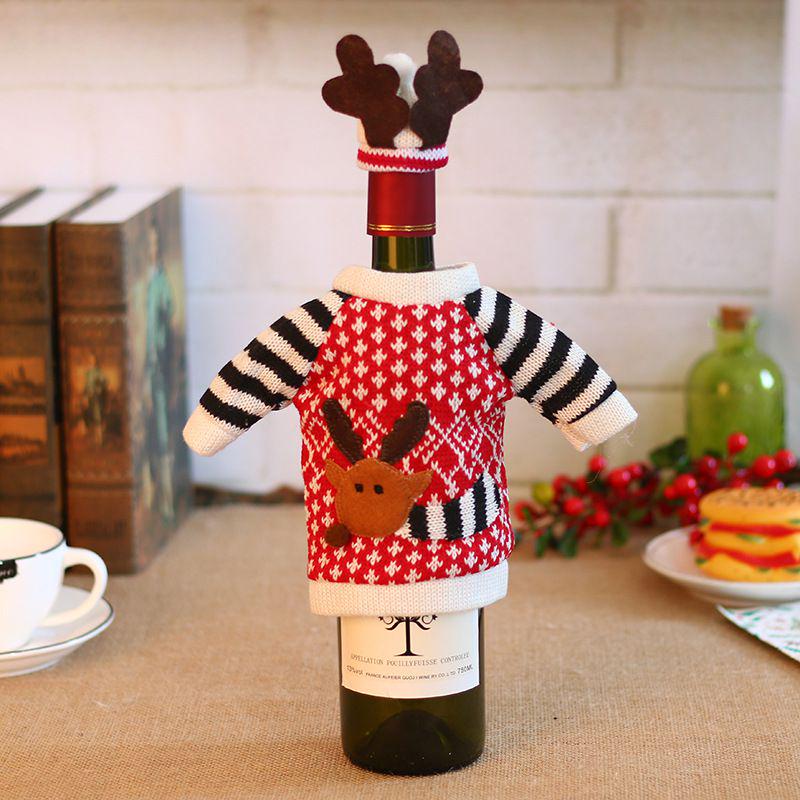 Charming Red Wine Bottle Cover Bags With Santa Claus And Snowman For Holiday Cheer
