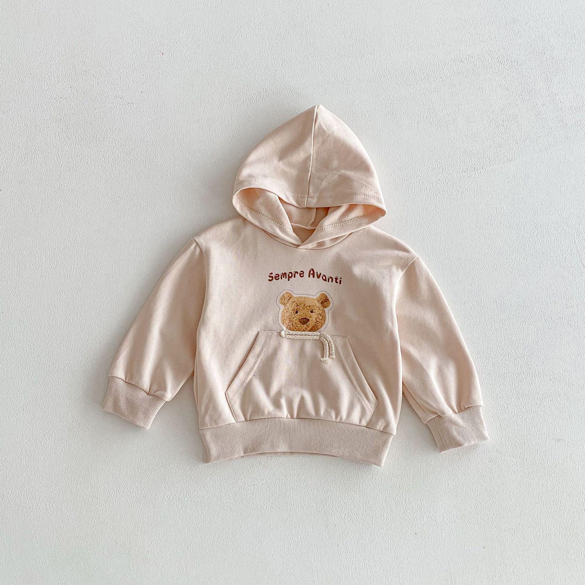 

2026 Spring Little Bear Hooded Sweatshirt for Toddlers, Big Pocket Long Sleeve, Perfect for Spring/Autumn 110 cm абрикосовий
