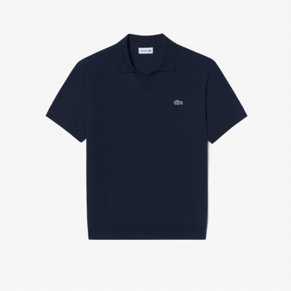 

LACOSTE Мужская однотонная футболка-поло с открытым воротником [Темно-синий]