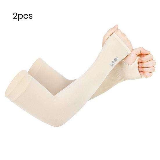 2 Pair Arm Covers Ice Silk Sun Protection Unisex Elbow Cover Outdoor Cycling Running Fishing Driving Cool Anti-UV Arm Sleeves