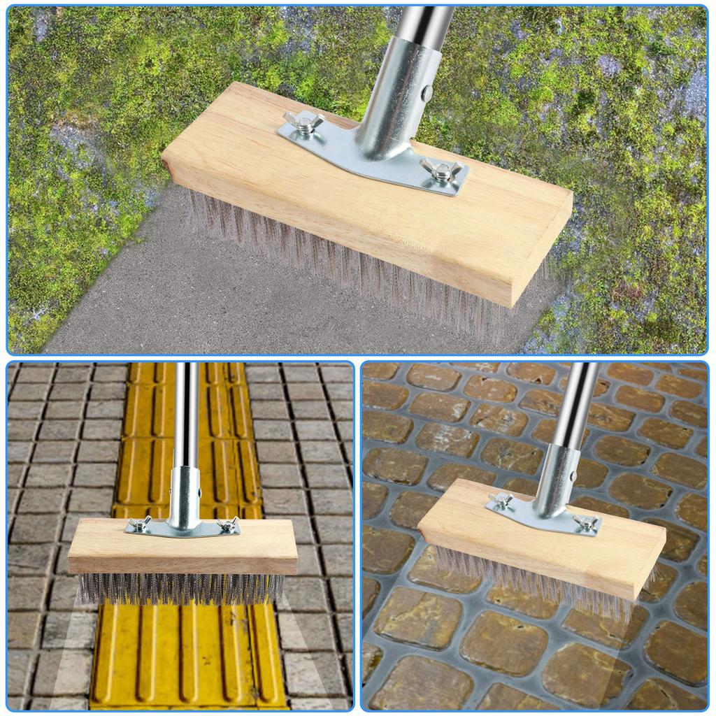 Edelstahl Draht Bodenbürste Hausreinigung Schrubber Fleckenentferner Reinigungsbesen Garage Terrasse Boden Stahlbürste