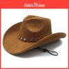 Vintage Brown Denim Hat With Wide Brim For Sun Protection And Breathability