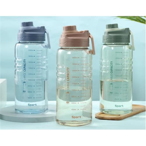 2-Liter Water Bottle, Direct Drinking, Sports Bottle, Plastic, Large Capacity, 2200ml (Blue)