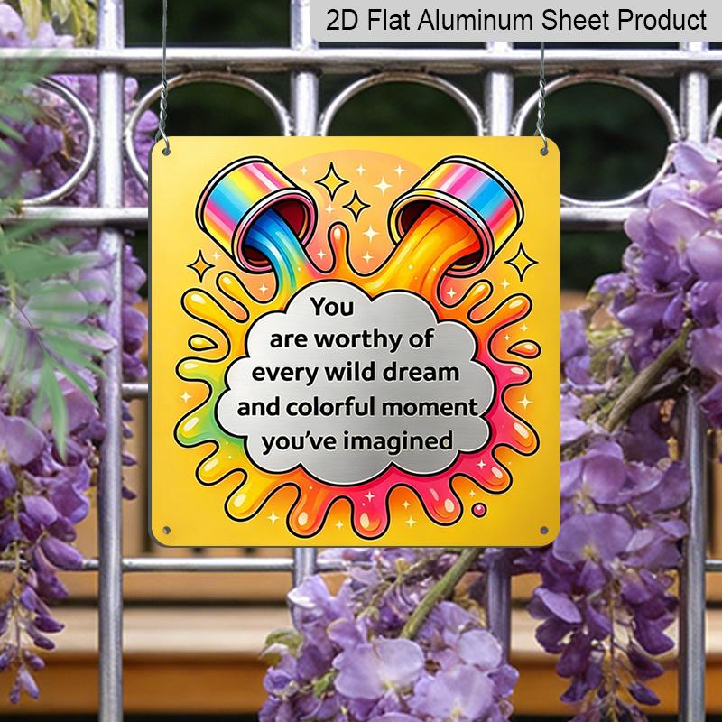2D Flach - 1 Stück Vintage Aluminium Metallschild für Außenwanddekoration, im Retro-Blechschild-Stil mit einem inspirierenden Zitat: "Du Verdienst