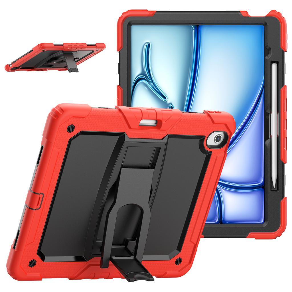 For iPad Air 13 (2025)/(2024) Case PC+Silicone Kickstand Pen Slot Tablet Cover with Shoulder Strap