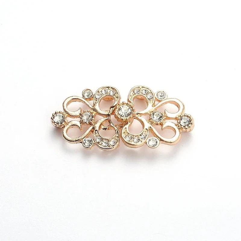 5 Pair Shiny Cheongsam Buckle Brooches Sweater Buttons Clothing Pins Crystal Cardigan Clip Cape Cloak Clasp