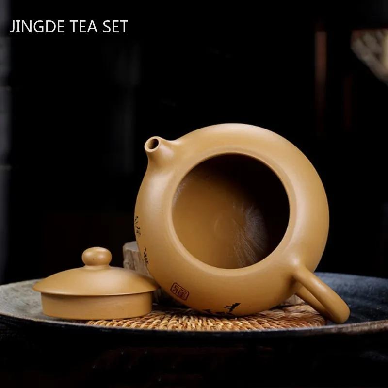 Chinesische Yixing Teekannen Lila Ton Teekanne Rohmaterial Goldabschnitt Ton Schönheit Kanne Handgefertigt Individuell Boutique Teegeschirr 240ml