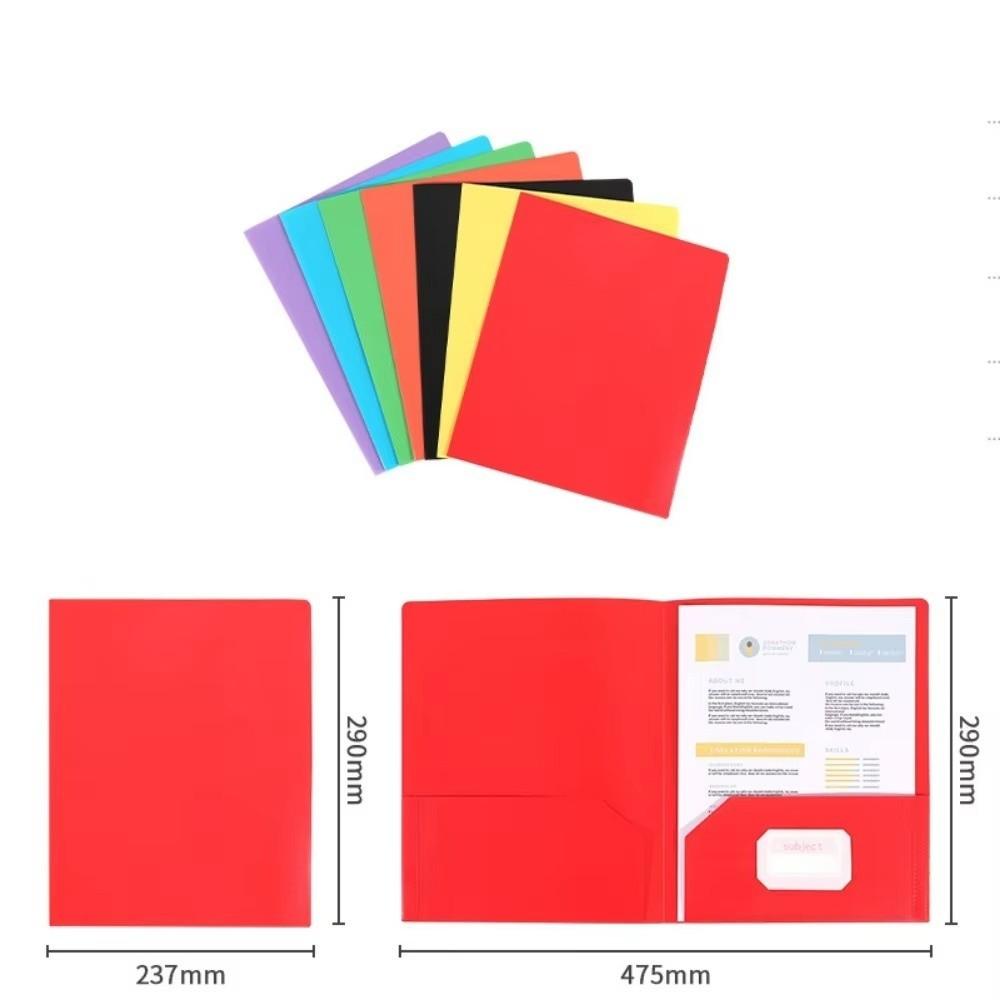 Plastic Two Pocket Folders Waterproof with Pockets File Folders Store Documents Reusable Business Card Holder