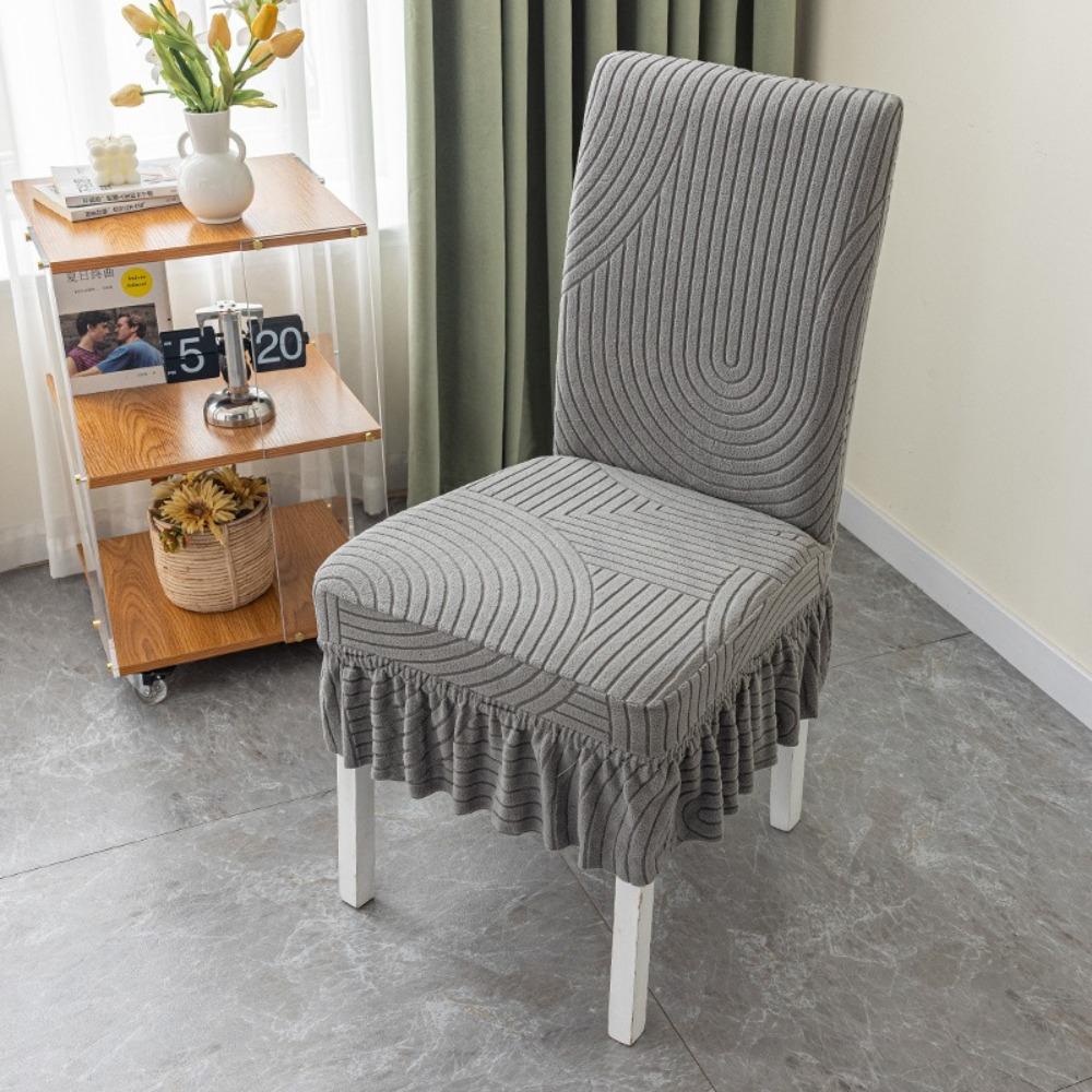 W/ Skirt Backrest Cover Elastic Jacquard Seat  Stool Cover Stretchy Dining Chair Cover  Kitchen