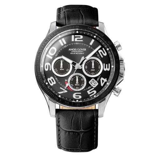

Angel Clover Men s Watch, Angel Clover TIME CRAFT SOLAR, Solar Battery, 10 ATM Water Resistance, Mineral Glass, Black Dial, Stainless Steel, NTCS44SBB