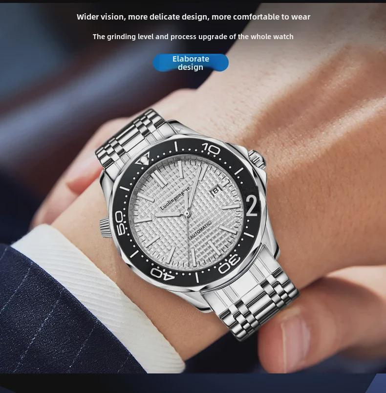 Haima Stilvolle und stimmungsvolle automatische mechanische Herrenuhr mit Hohlgitter-Design