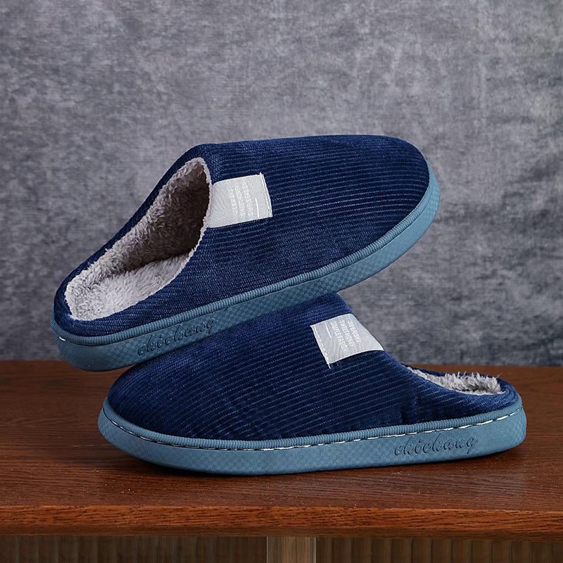 Supermarket autumn and winter cotton slippers female couple indoor household non-slip warm plush slippers