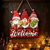 Decorative Christmas Gnome Craft Wooden Hanging Pendant, Cartoon Ornament, Merry Rustic Holiday Wall Decor Door Sign for Home Shop Party Decoration