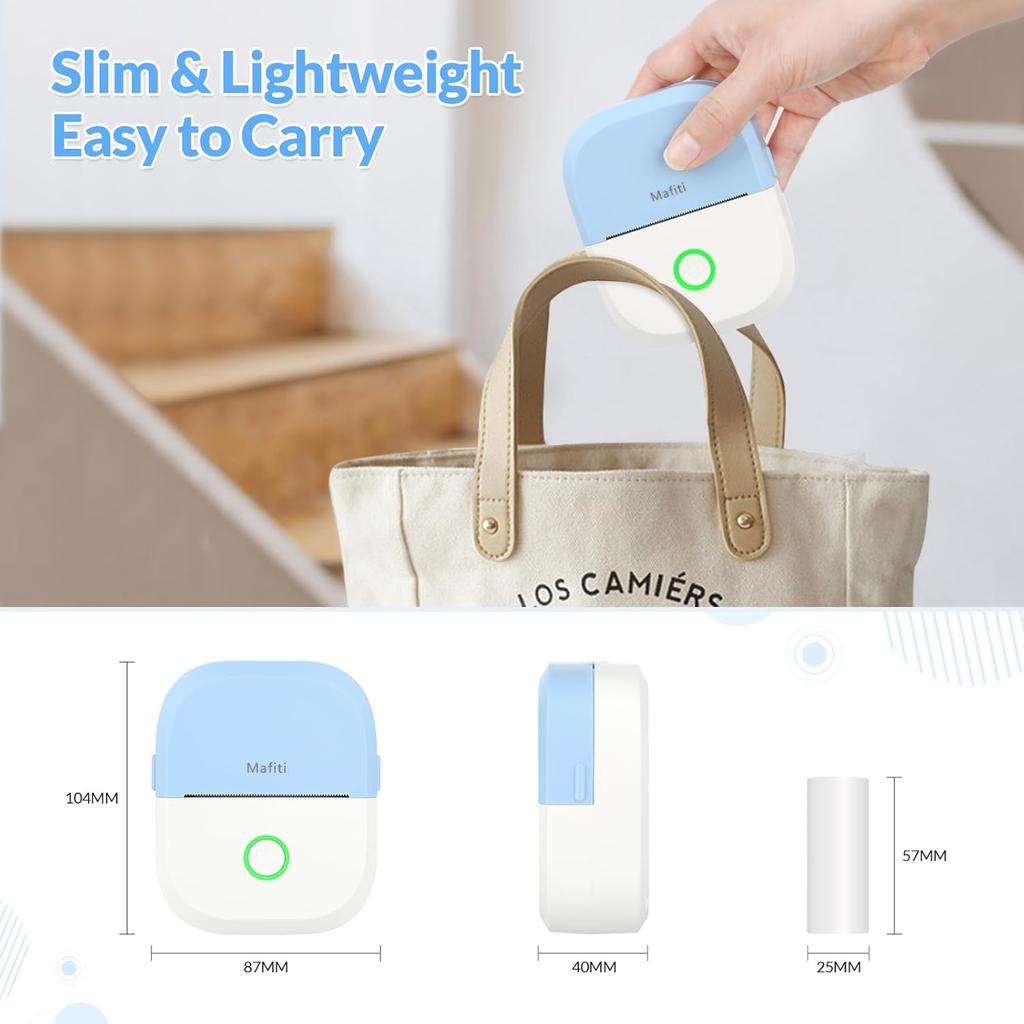 Mafiti Mini Sticker Printer Portable Thermal Inkless Wireless Bluetooth Phone Printer with AI Drawing,for Study Notes Pictures Photos Scrapbook