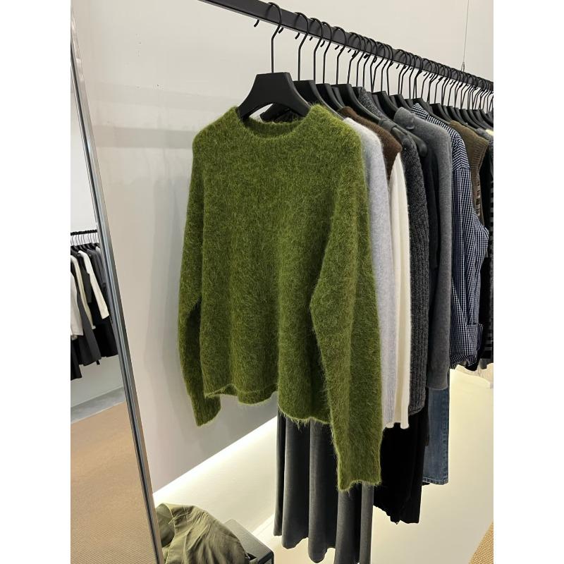 Ленивый высококлассный зеленый свитер женский осенне-зимний утолщенный мягкий восковой зимний наряд ощущение свободы огромный красивый One Size