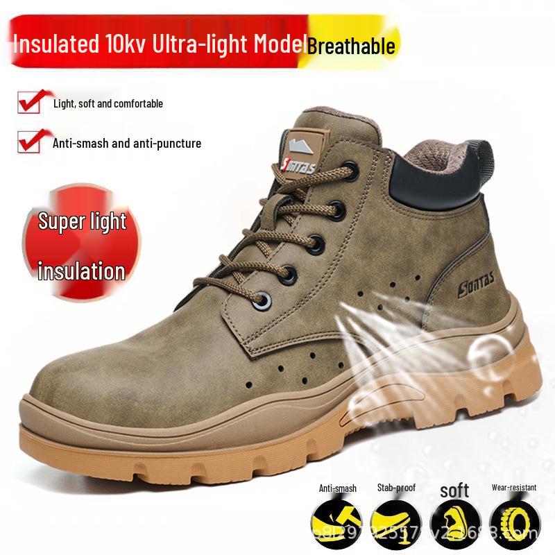 Men’s Summer Breathable Steel Toe Work Safety Shoes – Anti-smash, Anti-puncture, Insulated for Construction Workers