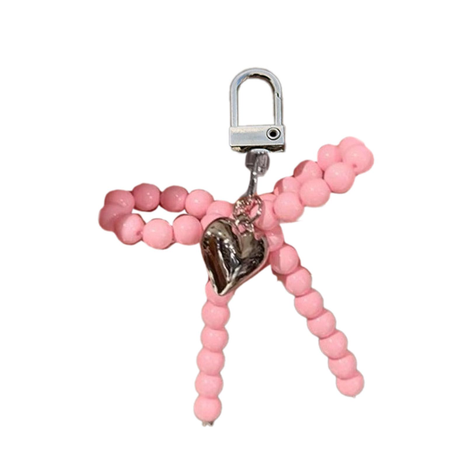 

Стильный брелок-бантик с бусинами, подвеска в виде бабочки-бантика для женских сумок и рюкзаков, красочный брелок-украшение розовый