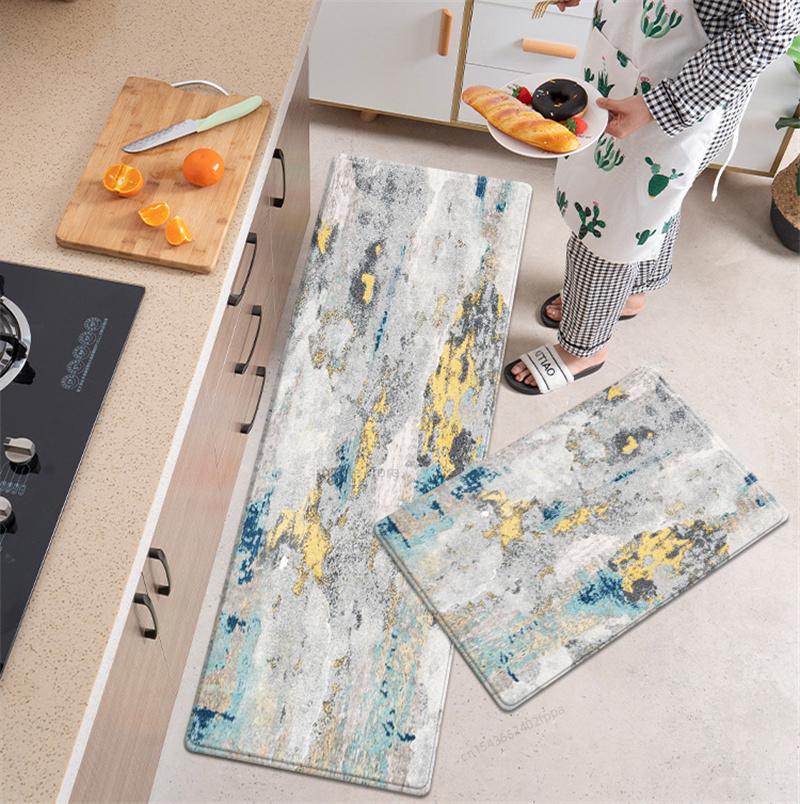 Abstrakter Druck, Küchenmatte, weich, saugfähig, Badezimmer-Teppich, Schlafzimmer-Nachttisch-Teppich, lang, benutzerdefinierter großer Wohnzimmer-Korridor-Teppich