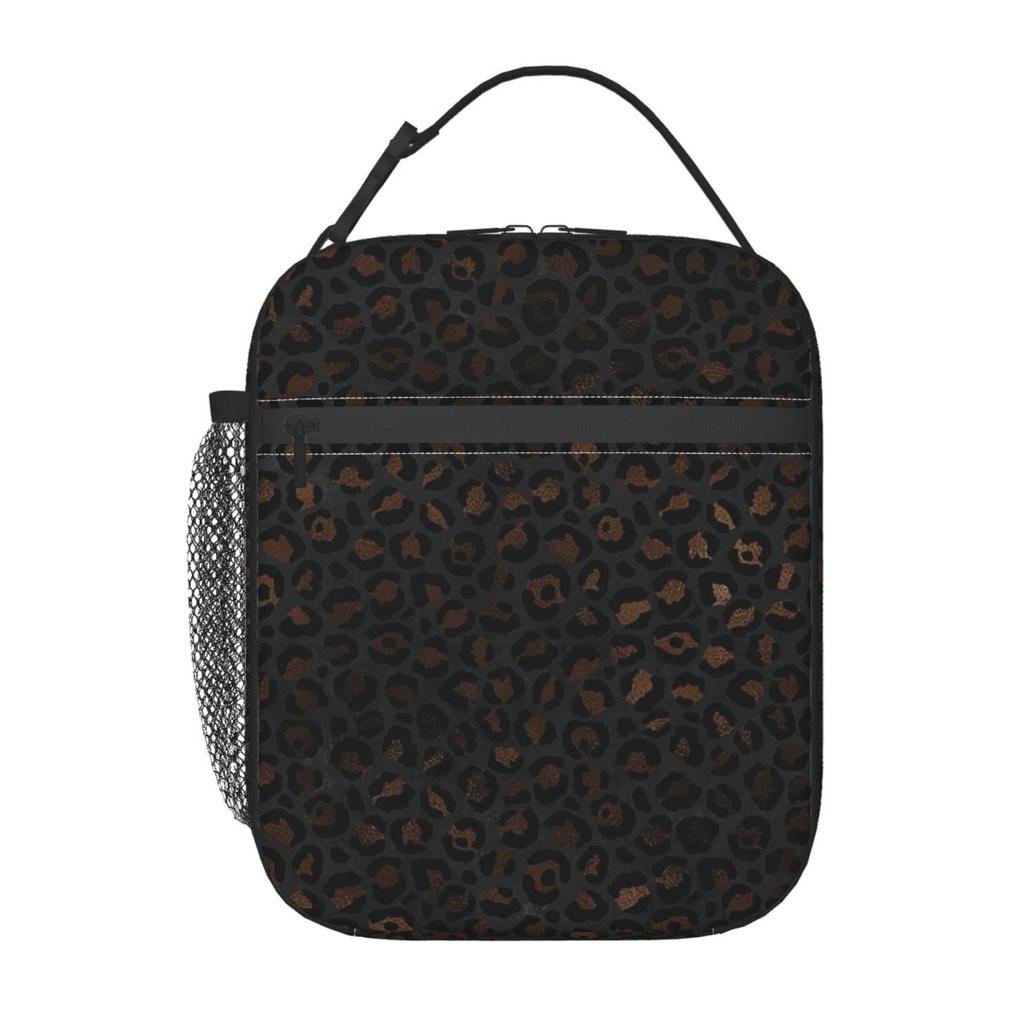 Schwarzer Leopard Tierhaut Isolierte Lunchtasche für Kinder Schul-Kühltasche Thermische Lebensmittelbox Tragbare Lunchboxen Behälter