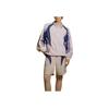 Li Ning Color Block Letter Stand Collar Pullover Sports Loose Sweatshirt Men Sweatshirt Off-White Shadow-Purple Blue ATLU035-1