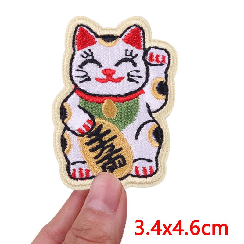 DIY Japanese Anime Cartoon Iron On Patches Cherry Blossoms Lucky Cat Mount Fuji Fusible Patch for Clothes Bag Jacket Decoration