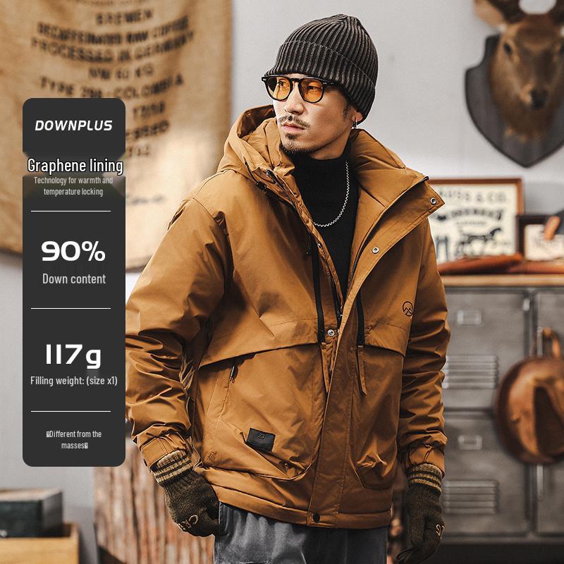 

Men s American Retro 90s Graphene Duck Down Hooded Jacket - Winter 2025 Collection 2XL for 160-180 jin