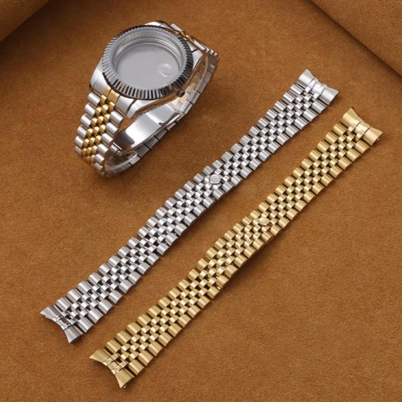 Luxusný pevný nerezový remienok pre Rolex pre náramok Jubilee 13 mm 17 mm 20 mm 21 mm zakrivený koniec kovové náramkové príslušenstvo